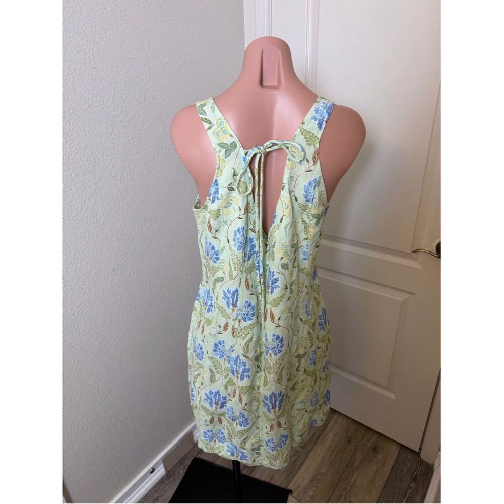 LOFT Ann Taylor Floral Sleeveless A-Line Dress in Light Green and Blue Sz 10 - Picture 3 of 6